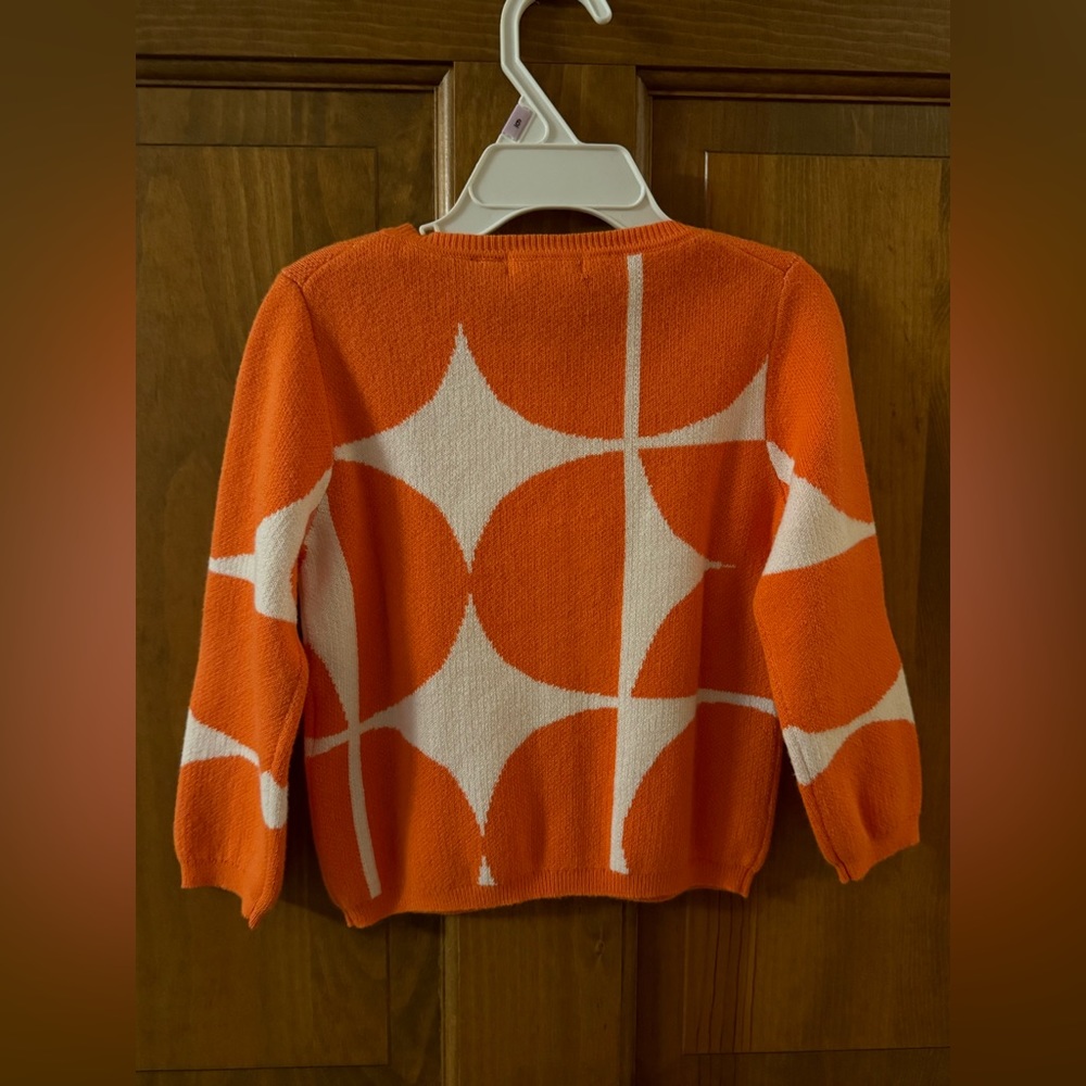 NWT Girls’ Sz. 2-3 Years Mini Kardi Orange and White Half Moon Cardigan - Picture 5 of 11